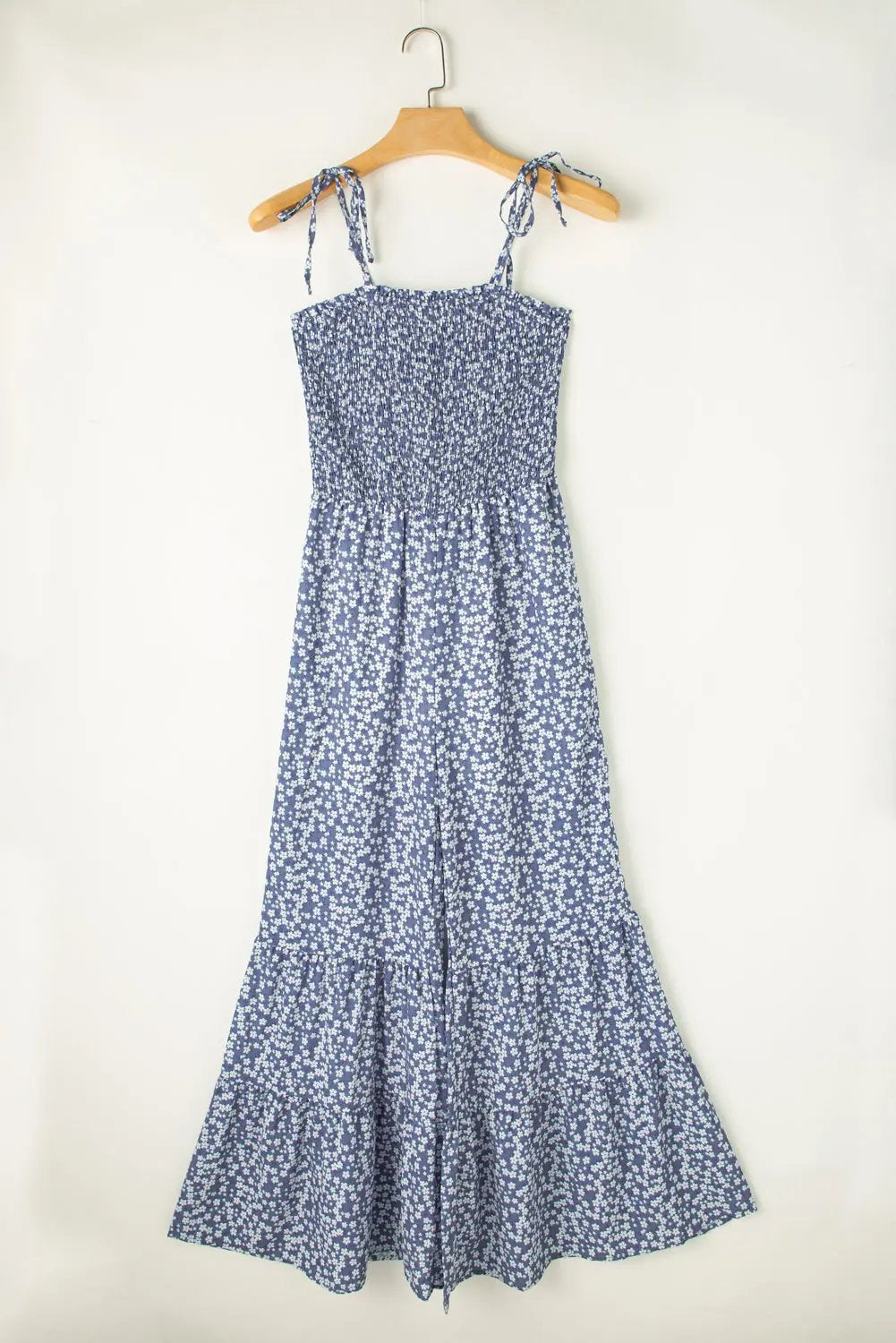 Indie Smocked Bodice Wide Leg Floral Jumpsuit - Love Salve